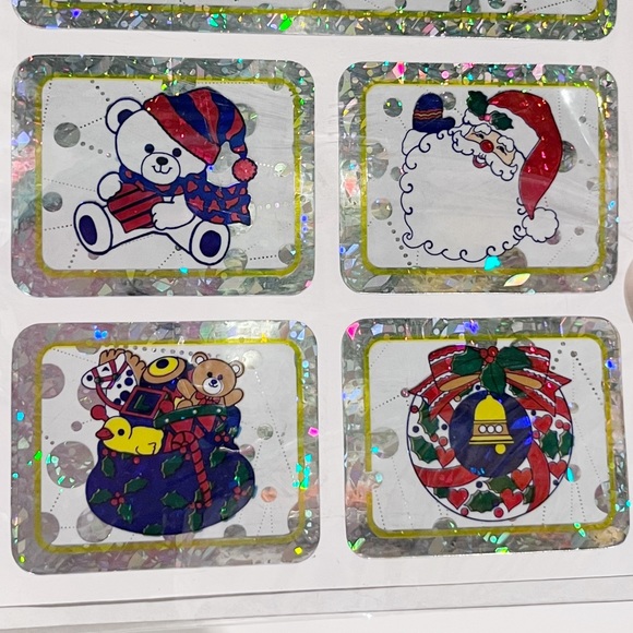 Vintage 1990s Twin Seven Stickers Holographic Sparkly Large Stickers Christmas - Picture 6 of 10